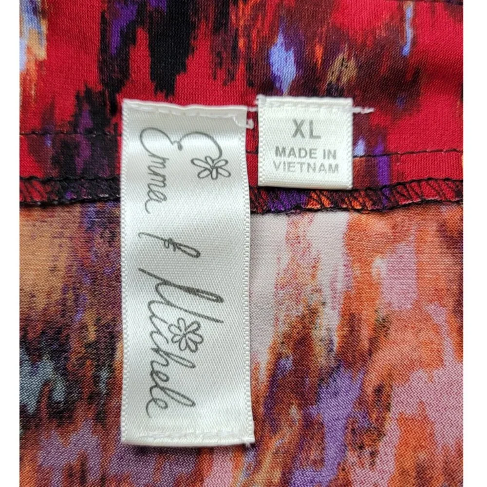 Emma & Michele Multi Color Abstract Drawstring Waist Mini Dress XL